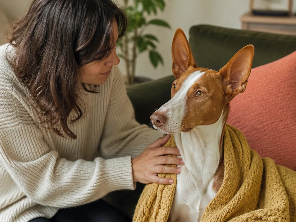 Une bénévole tend une gamelle à un podenco et un lévrier dans un refuge
